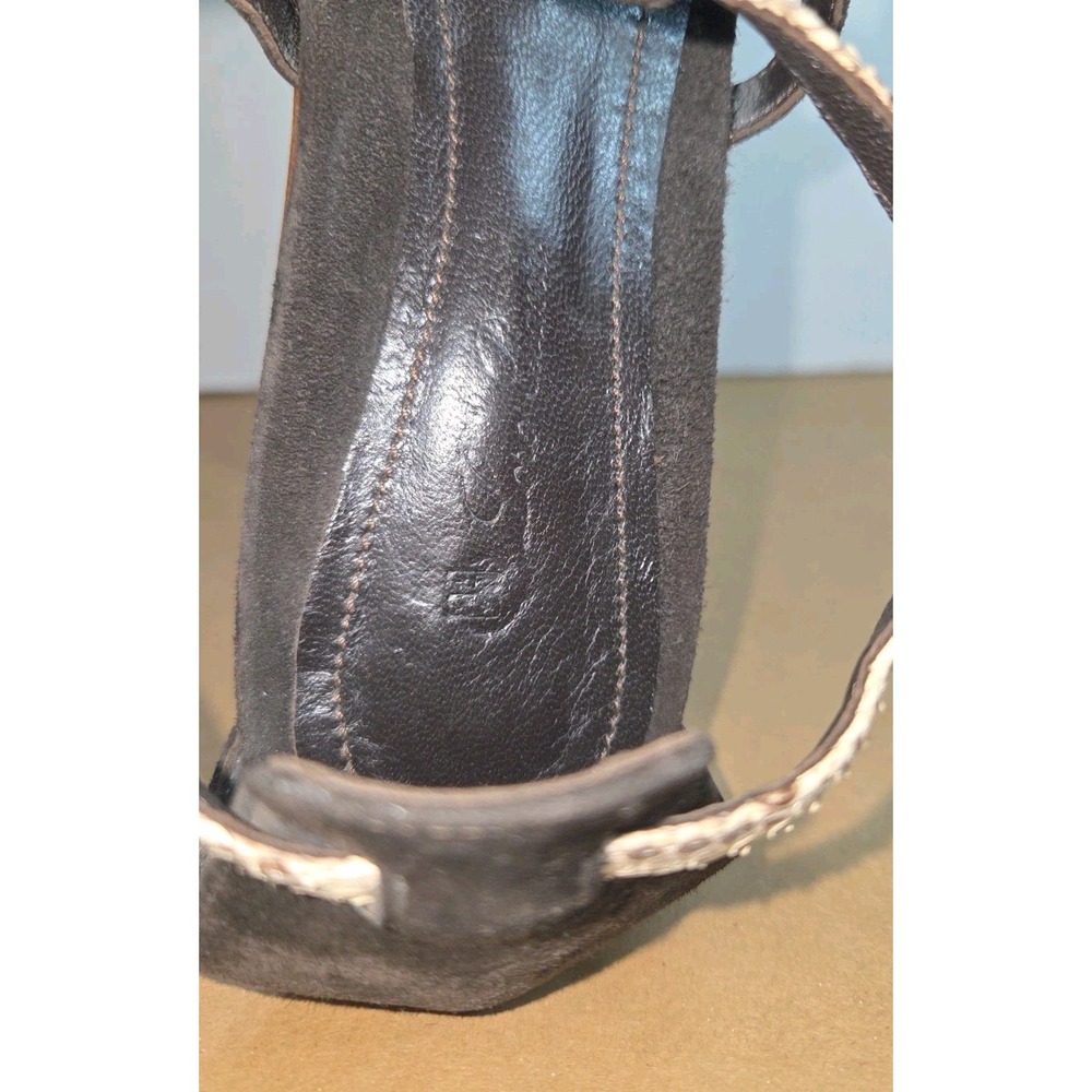 Loro Piana Sandals Black Suede Snakeskin Size 10 Authenticated - Picture 13 of 16